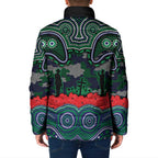 ANZAC Day New Zealand Warriors Padded Jacket Military Memorial Aboriginal Indigenous Art