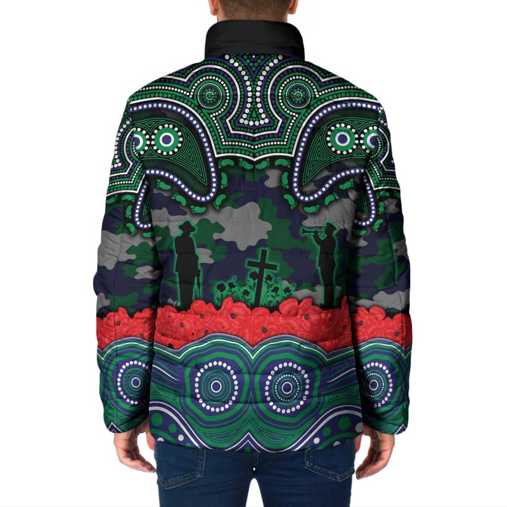 ANZAC Day New Zealand Warriors Padded Jacket Military Memorial Aboriginal Indigenous Art