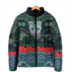 ANZAC Day New Zealand Warriors Padded Jacket Military Memorial Aboriginal Indigenous Art