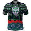 ANZAC Day New Zealand Warriors Polo Shirt Military Memorial Aboriginal Indigenous Art
