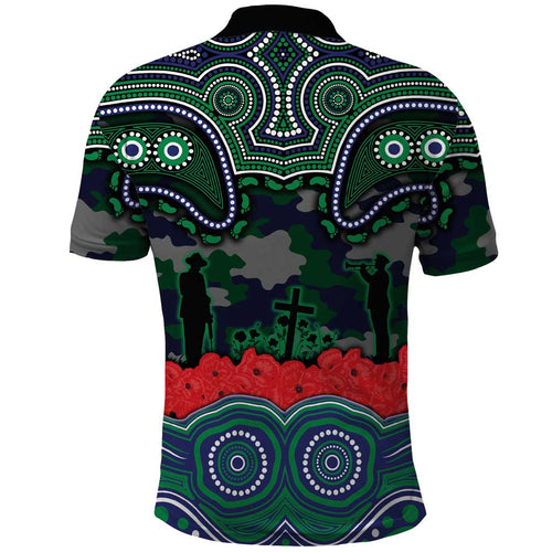 ANZAC Day New Zealand Warriors Polo Shirt Military Memorial Aboriginal Indigenous Art