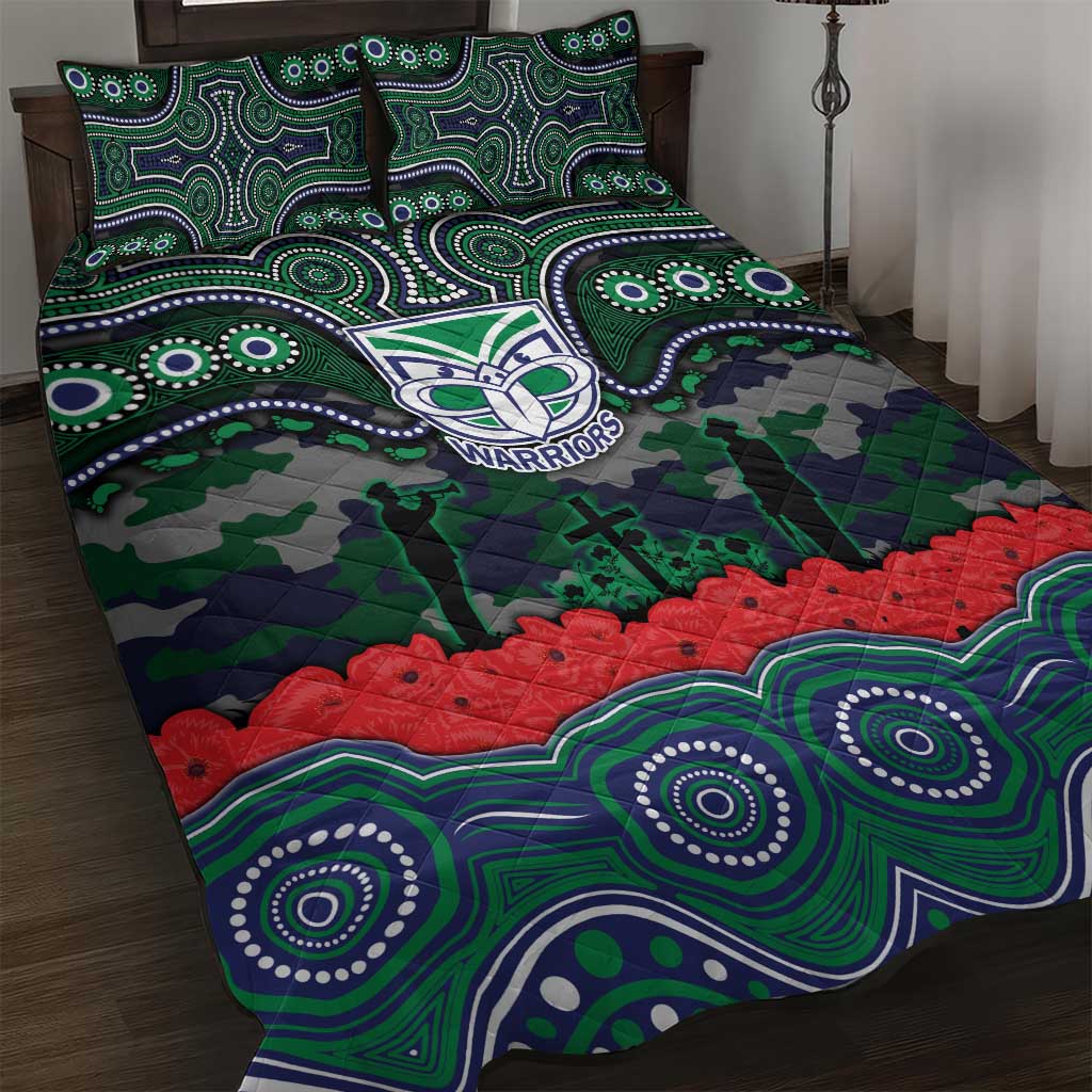ANZAC Day New Zealand Warriors Quilt Bed Set Military Memorial Aboriginal Indigenous Art