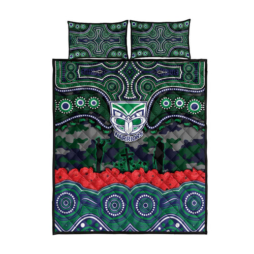 ANZAC Day New Zealand Warriors Quilt Bed Set Military Memorial Aboriginal Indigenous Art