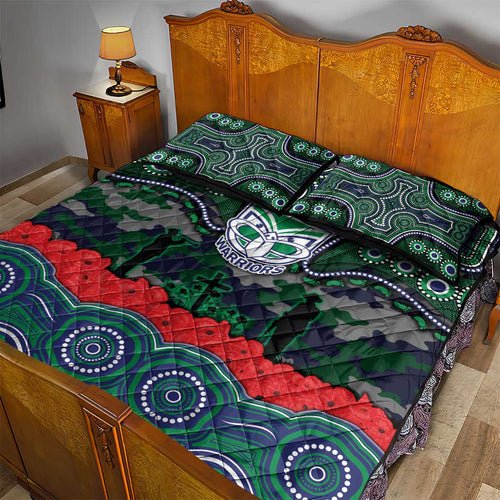 ANZAC Day New Zealand Warriors Quilt Bed Set Military Memorial Aboriginal Indigenous Art