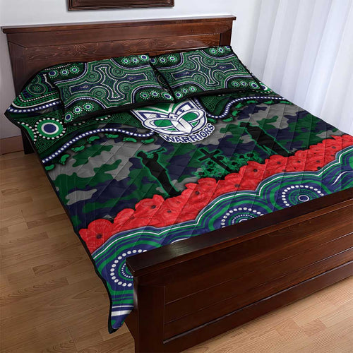 ANZAC Day New Zealand Warriors Quilt Bed Set Military Memorial Aboriginal Indigenous Art