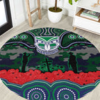ANZAC Day New Zealand Warriors Round Carpet Military Memorial Aboriginal Indigenous Art