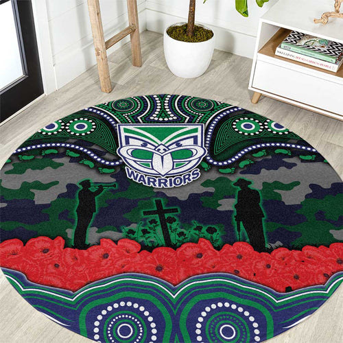 ANZAC Day New Zealand Warriors Round Carpet Military Memorial Aboriginal Indigenous Art