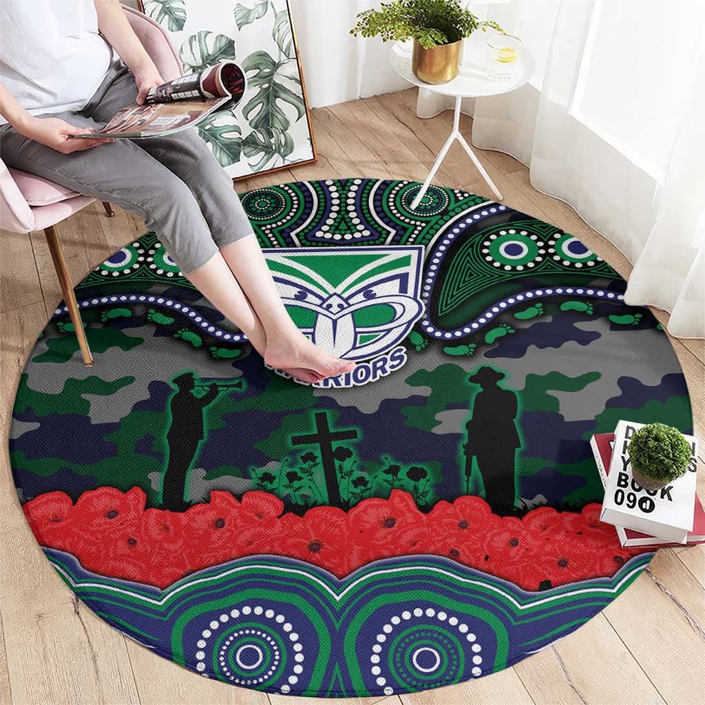 ANZAC Day New Zealand Warriors Round Carpet Military Memorial Aboriginal Indigenous Art