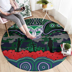 ANZAC Day New Zealand Warriors Round Carpet Military Memorial Aboriginal Indigenous Art