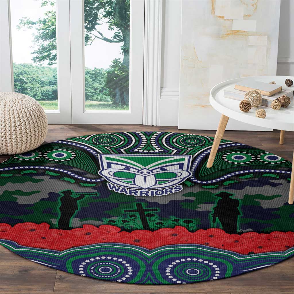 ANZAC Day New Zealand Warriors Round Carpet Military Memorial Aboriginal Indigenous Art