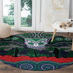 ANZAC Day New Zealand Warriors Round Carpet Military Memorial Aboriginal Indigenous Art