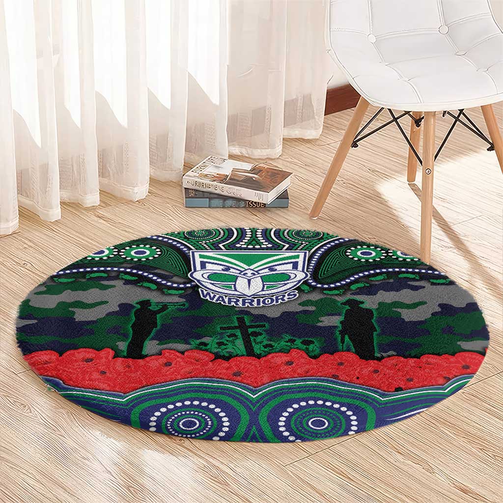 ANZAC Day New Zealand Warriors Round Carpet Military Memorial Aboriginal Indigenous Art