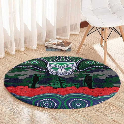 ANZAC Day New Zealand Warriors Round Carpet Military Memorial Aboriginal Indigenous Art
