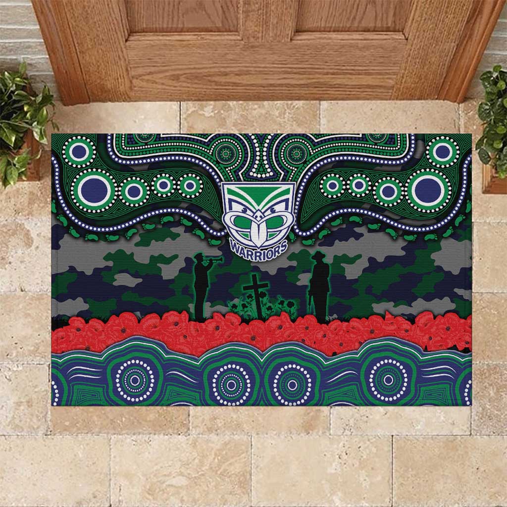 ANZAC Day New Zealand Warriors Rubber Doormat Military Memorial Aboriginal Indigenous Art