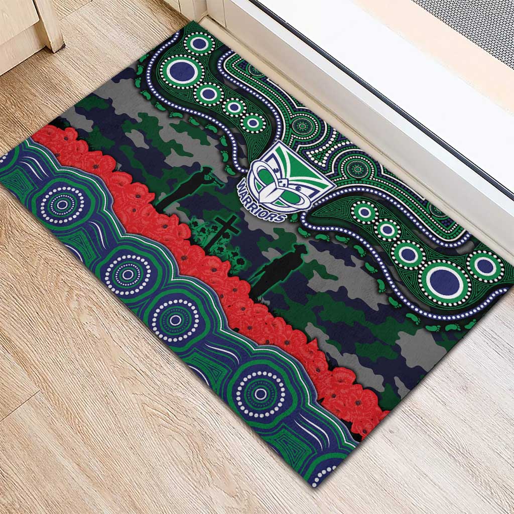 ANZAC Day New Zealand Warriors Rubber Doormat Military Memorial Aboriginal Indigenous Art