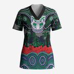 ANZAC Day New Zealand Warriors Scrub Top Military Memorial Aboriginal Indigenous Art