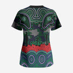ANZAC Day New Zealand Warriors Scrub Top Military Memorial Aboriginal Indigenous Art