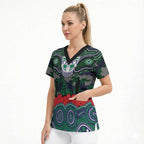 ANZAC Day New Zealand Warriors Scrub Top Military Memorial Aboriginal Indigenous Art