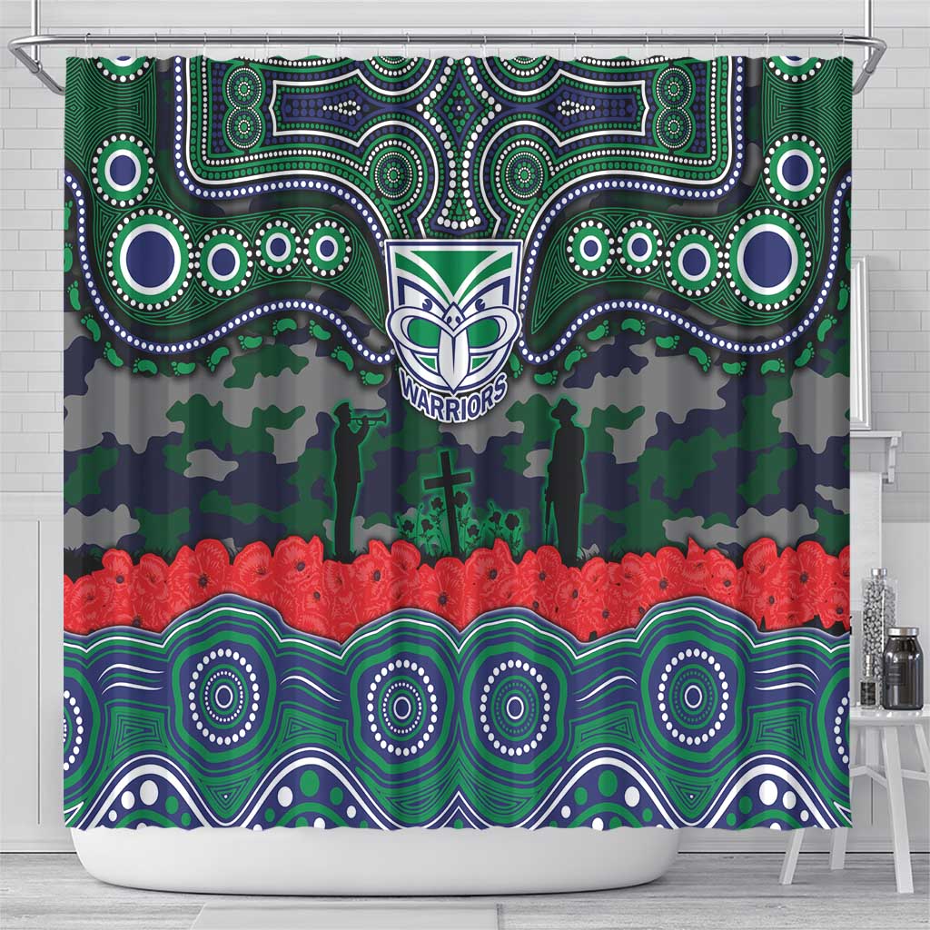 ANZAC Day New Zealand Warriors Shower Curtain Military Memorial Aboriginal Indigenous Art