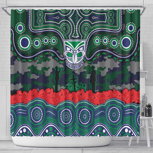ANZAC Day New Zealand Warriors Shower Curtain Military Memorial Aboriginal Indigenous Art