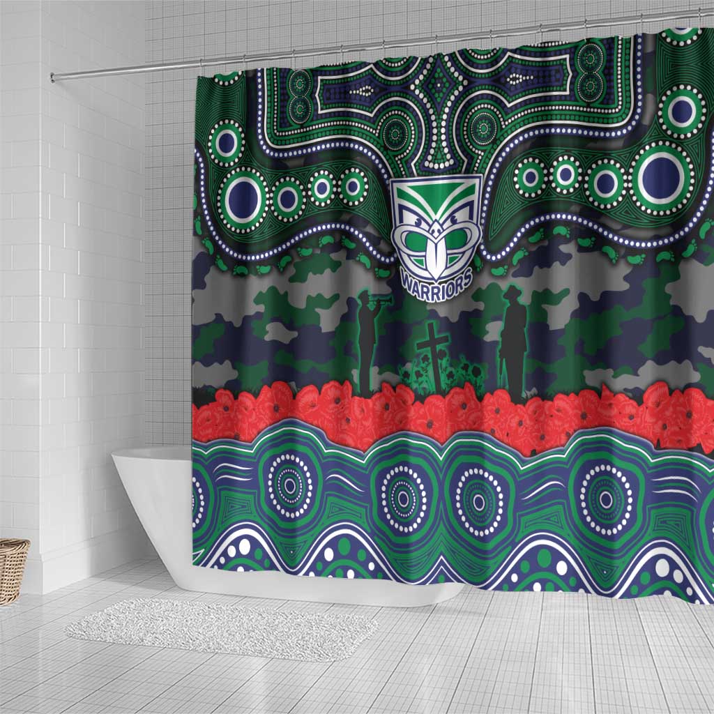 ANZAC Day New Zealand Warriors Shower Curtain Military Memorial Aboriginal Indigenous Art