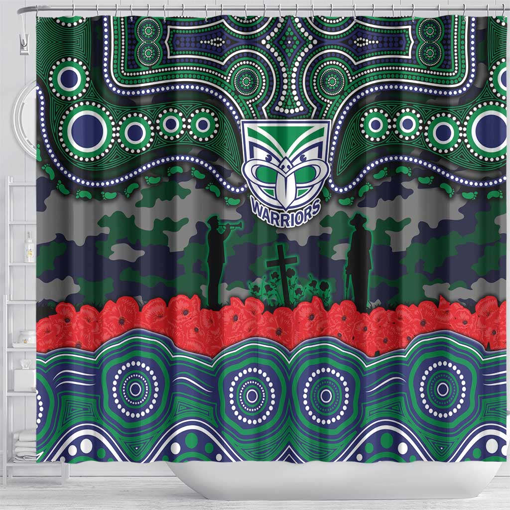 ANZAC Day New Zealand Warriors Shower Curtain Military Memorial Aboriginal Indigenous Art