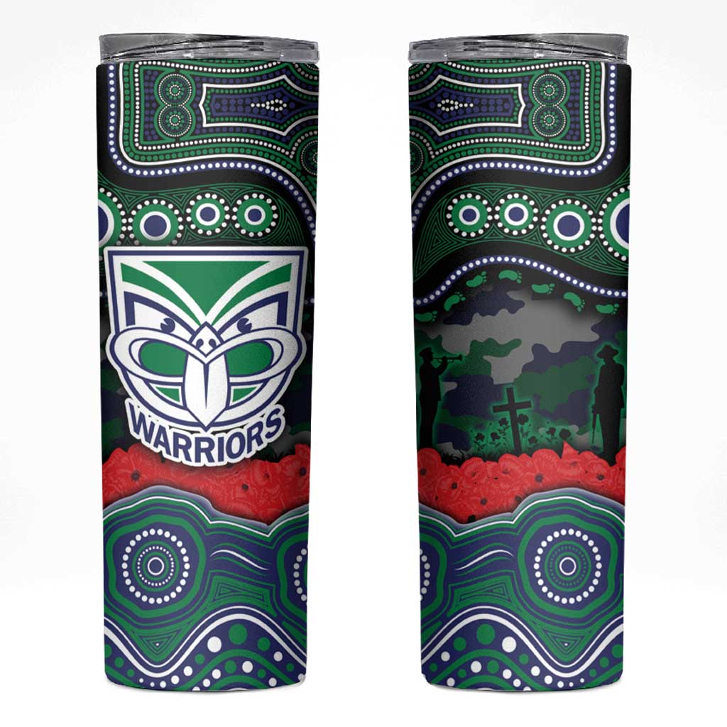 ANZAC Day New Zealand Warriors Skinny Tumbler Military Memorial Aboriginal Indigenous Art