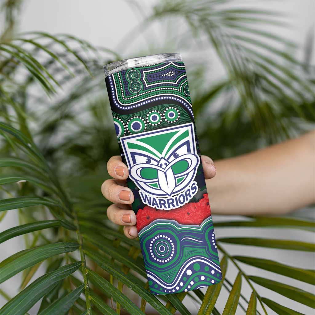 ANZAC Day New Zealand Warriors Skinny Tumbler Military Memorial Aboriginal Indigenous Art