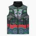 ANZAC Day New Zealand Warriors Sleeveless Puffer Jacket Military Memorial Aboriginal Indigenous Art