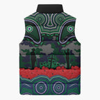 ANZAC Day New Zealand Warriors Sleeveless Puffer Jacket Military Memorial Aboriginal Indigenous Art