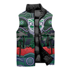 ANZAC Day New Zealand Warriors Sleeveless Puffer Jacket Military Memorial Aboriginal Indigenous Art
