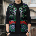 ANZAC Day New Zealand Warriors Sleeveless Puffer Jacket Military Memorial Aboriginal Indigenous Art