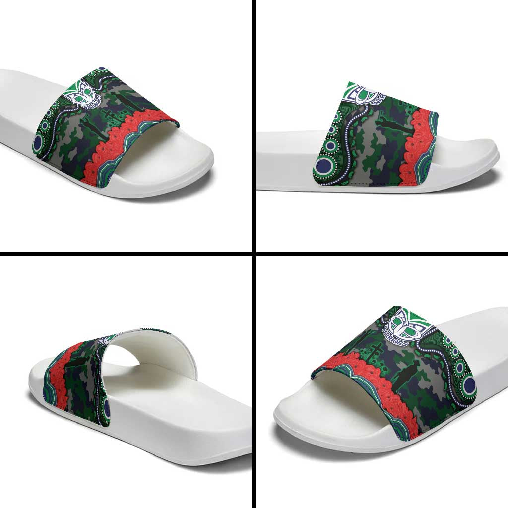 ANZAC Day New Zealand Warriors Slide Sandals Military Memorial Aboriginal Indigenous Art
