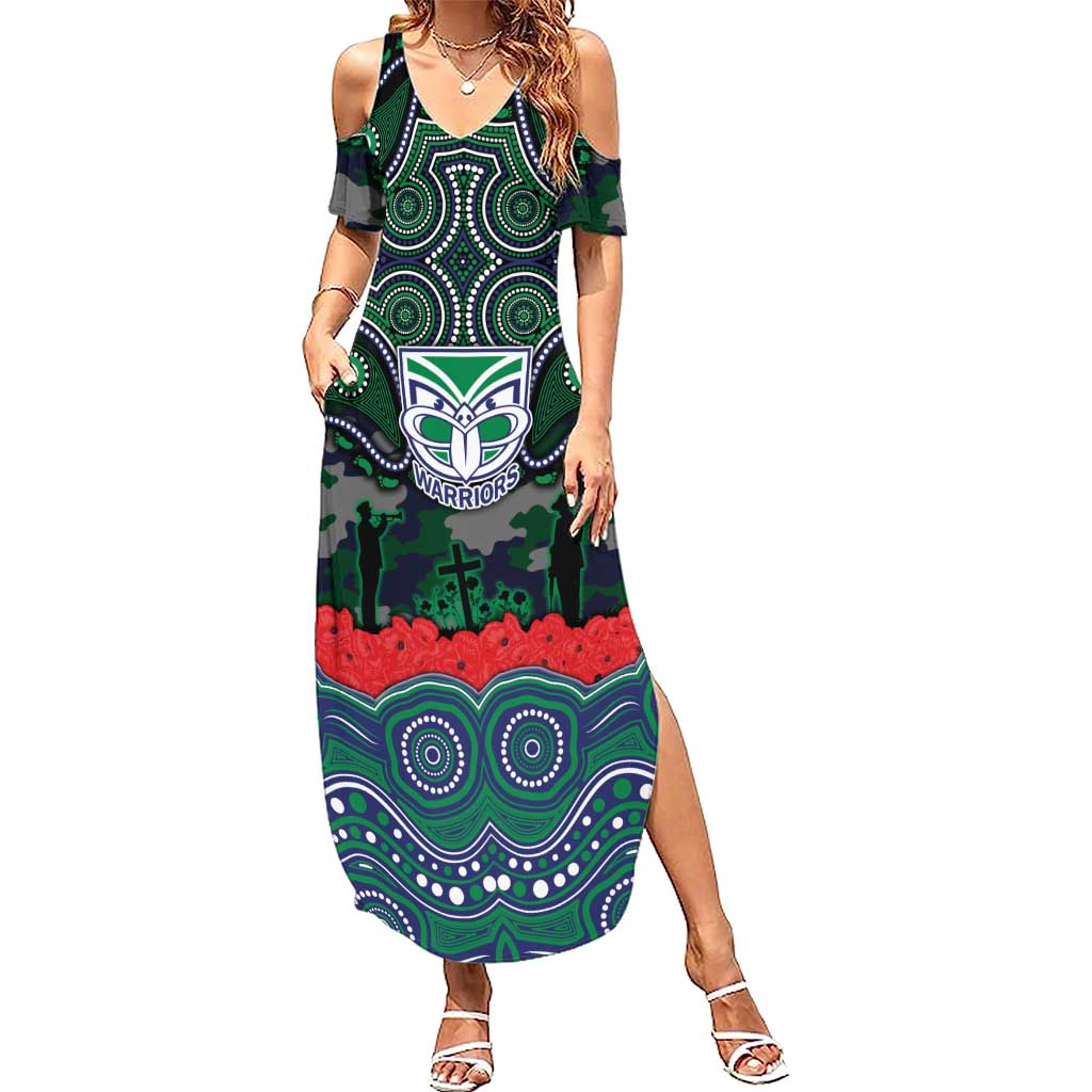ANZAC Day New Zealand Warriors Summer Maxi Dress Military Memorial Aboriginal Indigenous Art