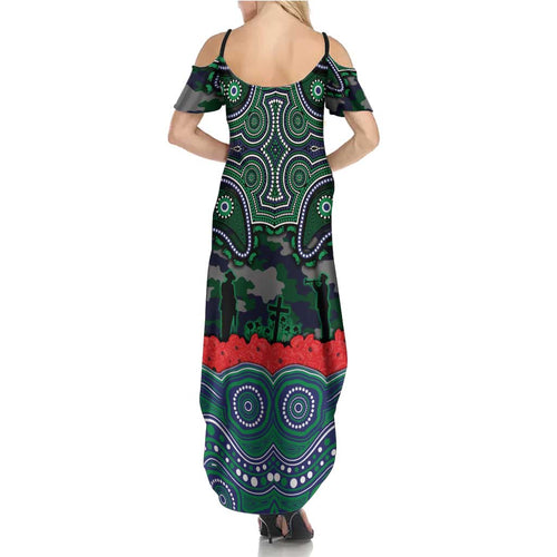 ANZAC Day New Zealand Warriors Summer Maxi Dress Military Memorial Aboriginal Indigenous Art