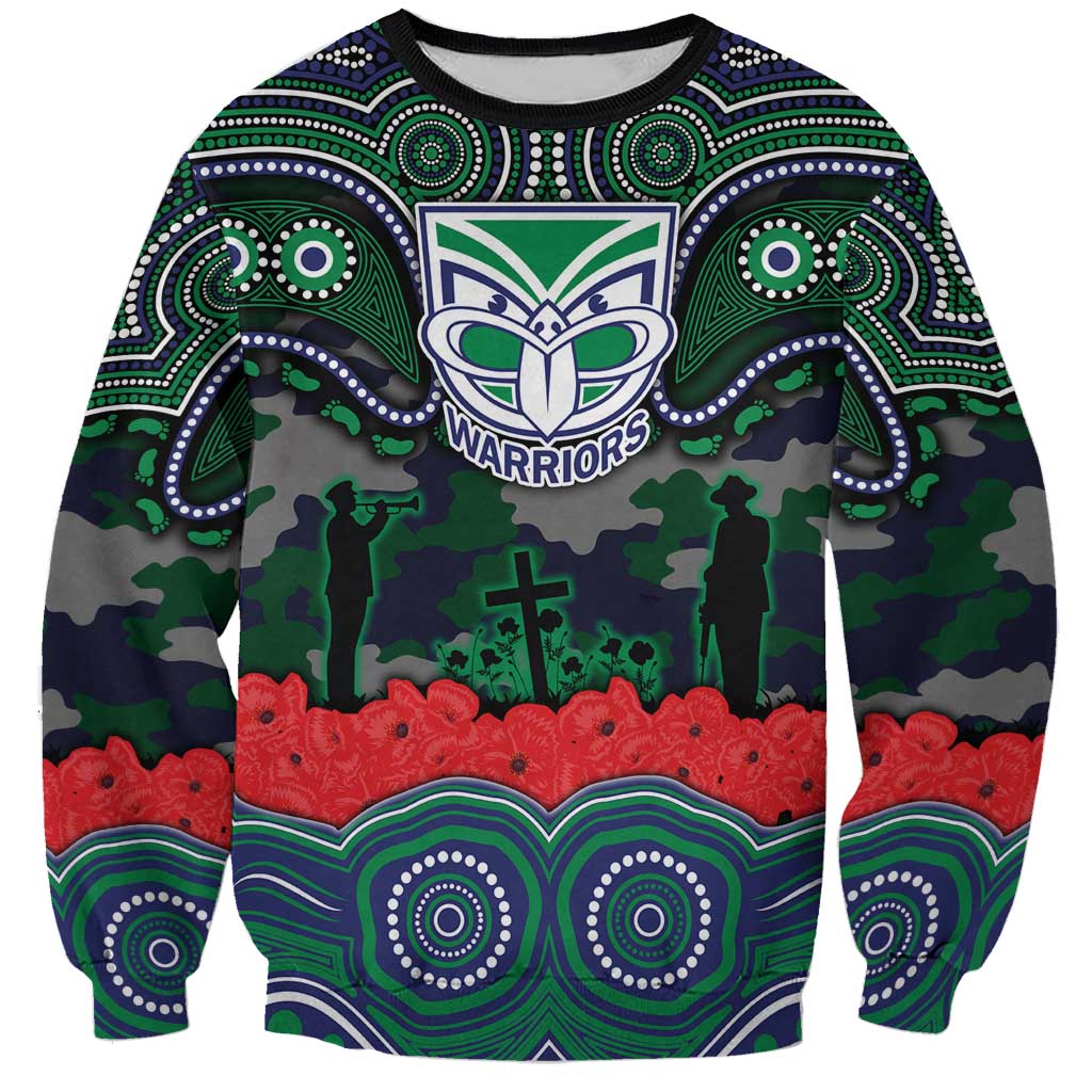 ANZAC Day New Zealand Warriors Sweatshirt Military Memorial Aboriginal Indigenous Art