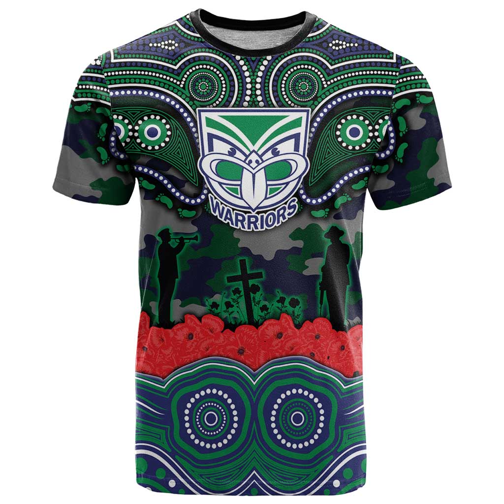 ANZAC Day New Zealand Warriors T Shirt Military Memorial Aboriginal Indigenous Art