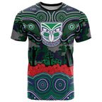 ANZAC Day New Zealand Warriors T Shirt Military Memorial Aboriginal Indigenous Art