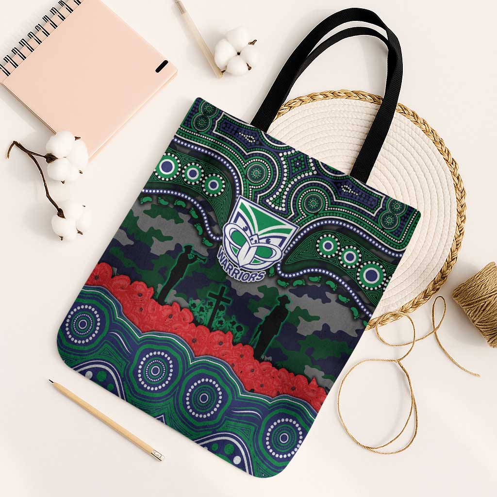 ANZAC Day New Zealand Warriors Tote Bag Military Memorial Aboriginal Indigenous Art
