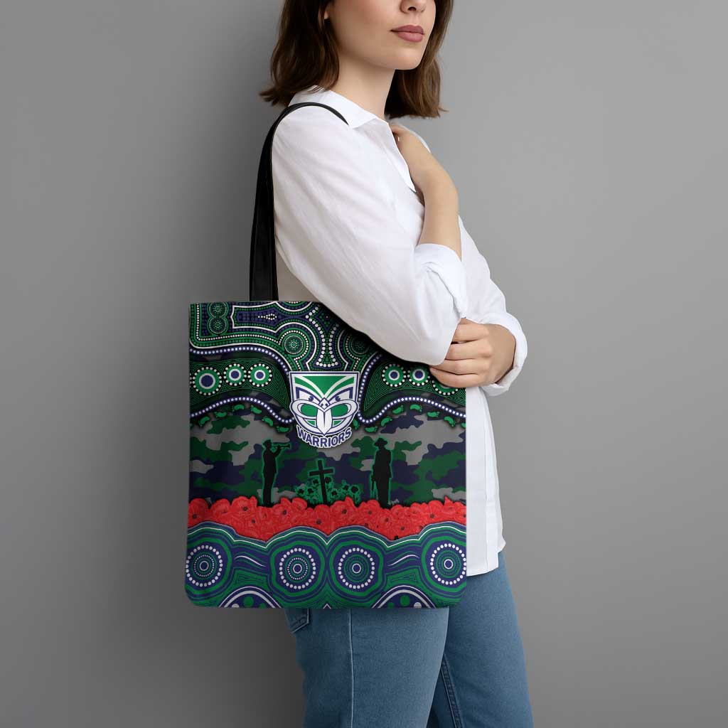 ANZAC Day New Zealand Warriors Tote Bag Military Memorial Aboriginal Indigenous Art