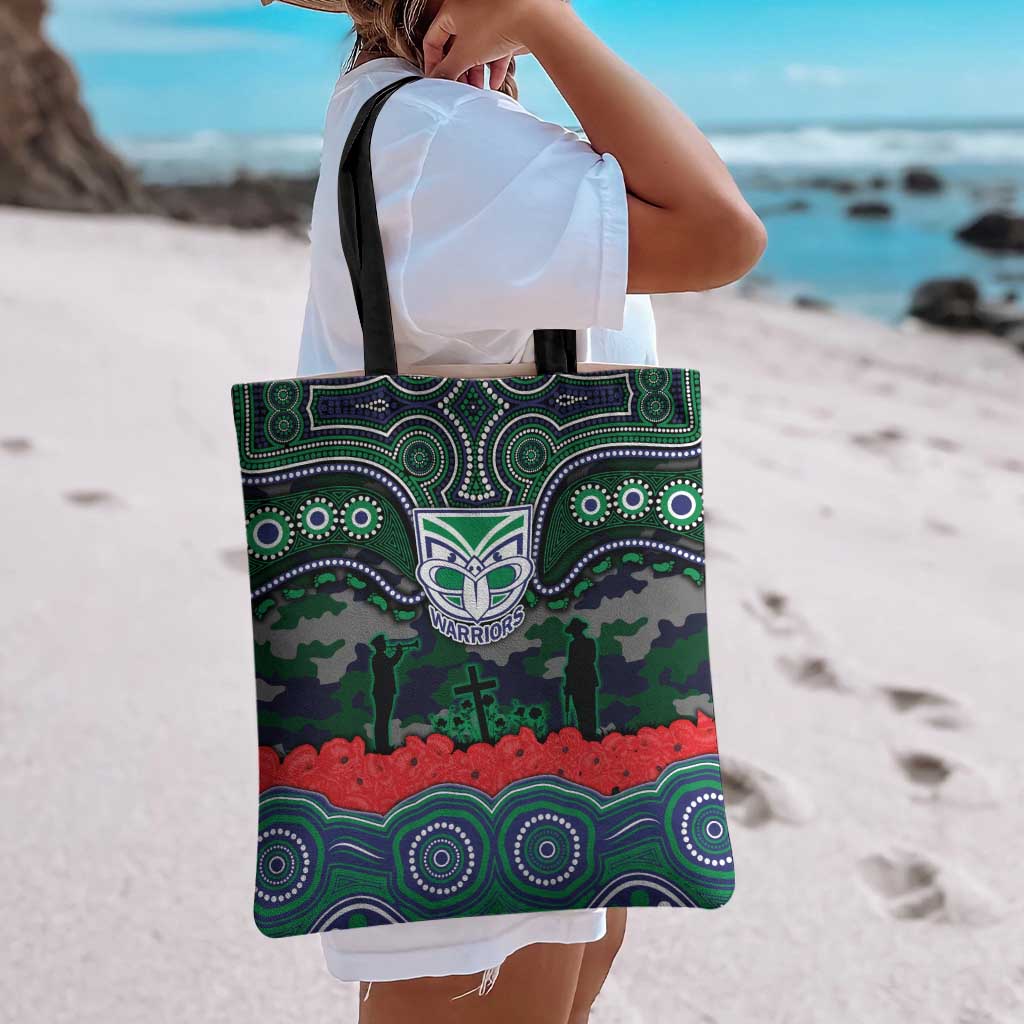 ANZAC Day New Zealand Warriors Tote Bag Military Memorial Aboriginal Indigenous Art