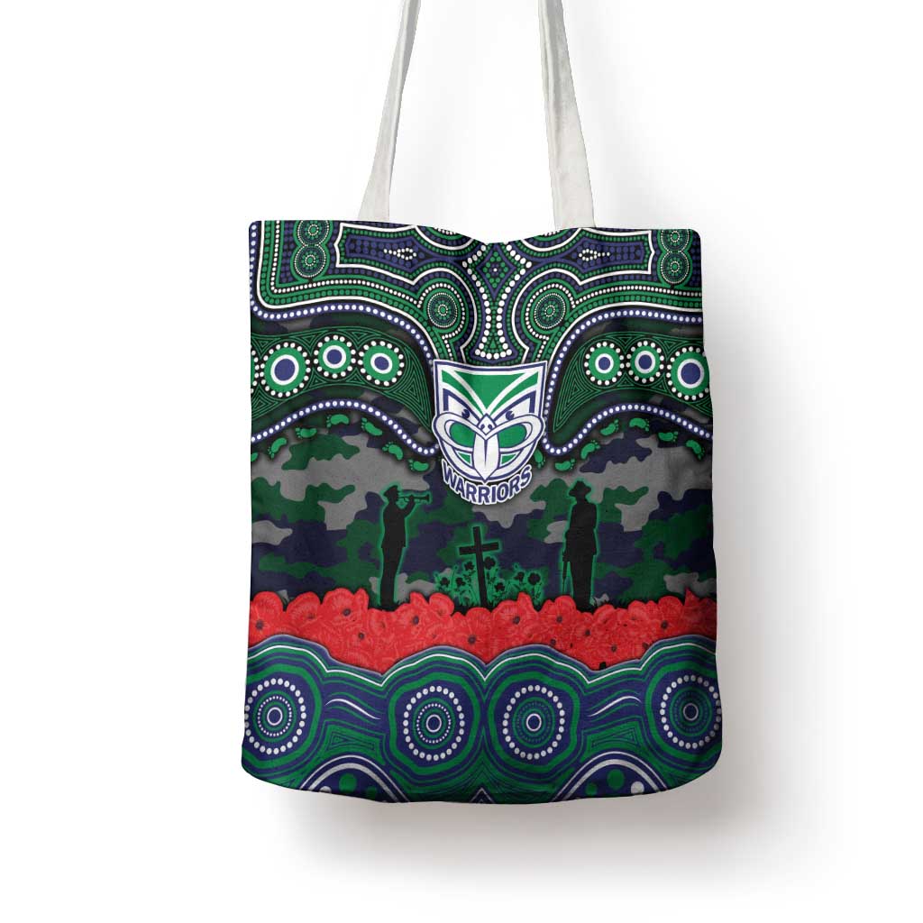 ANZAC Day New Zealand Warriors Tote Bag Military Memorial Aboriginal Indigenous Art