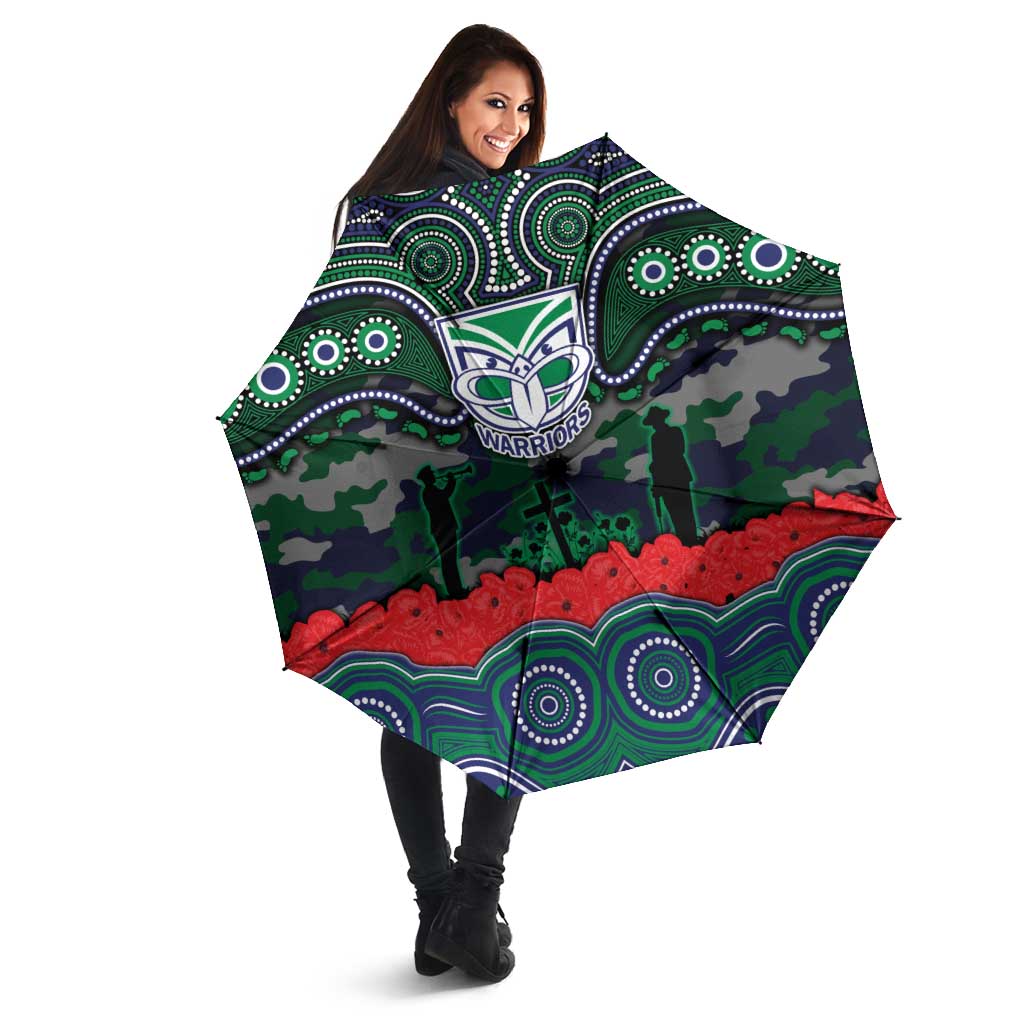 ANZAC Day New Zealand Warriors Umbrella Military Memorial Aboriginal Indigenous Art