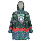 ANZAC Day New Zealand Warriors Wearable Blanket Hoodie Military Memorial Aboriginal Indigenous Art