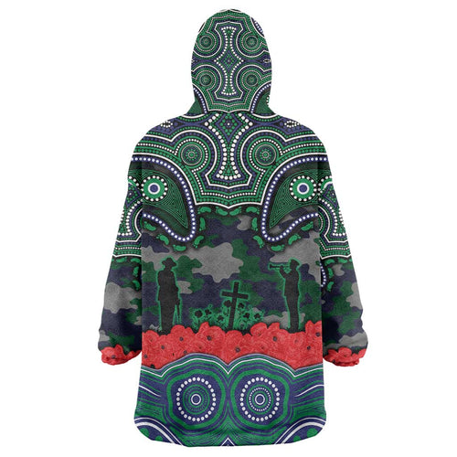 ANZAC Day New Zealand Warriors Wearable Blanket Hoodie Military Memorial Aboriginal Indigenous Art