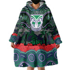 ANZAC Day New Zealand Warriors Wearable Blanket Hoodie Military Memorial Aboriginal Indigenous Art