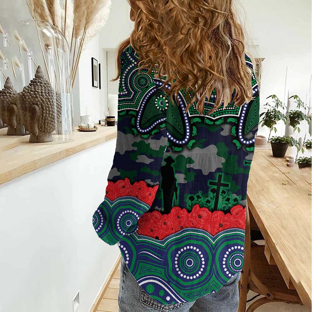 ANZAC Day New Zealand Warriors Women Casual Shirt Military Memorial Aboriginal Indigenous Art