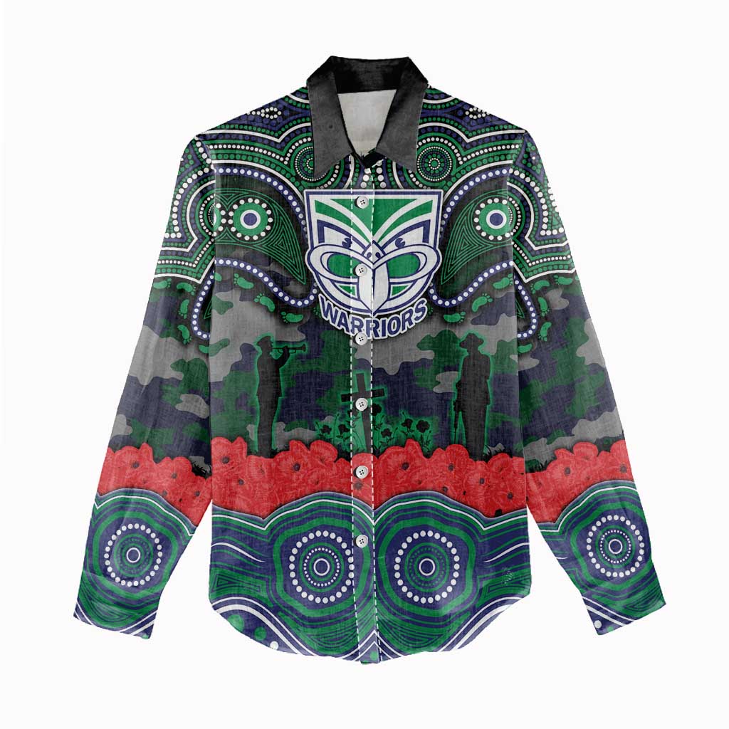 ANZAC Day New Zealand Warriors Women Casual Shirt Military Memorial Aboriginal Indigenous Art