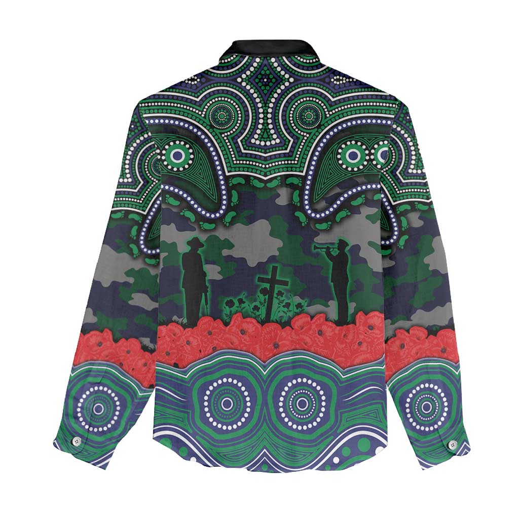 ANZAC Day New Zealand Warriors Women Casual Shirt Military Memorial Aboriginal Indigenous Art