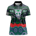 ANZAC Day New Zealand Warriors Women Polo Shirt Military Memorial Aboriginal Indigenous Art